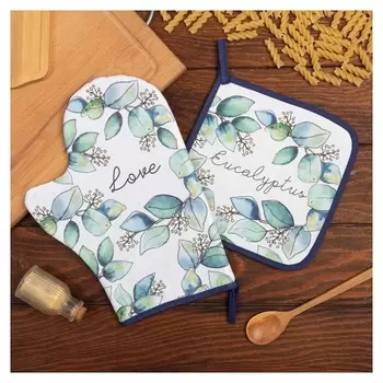 Набор кухонный «Flower Mood», варежка-прихватка 20х28см, прихватка 19х19см, 100% хл