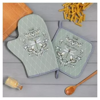 Набор кухонный «Vintage Collection» варежка-прихватка 20х28см, прихватка 19х19см,100% хл