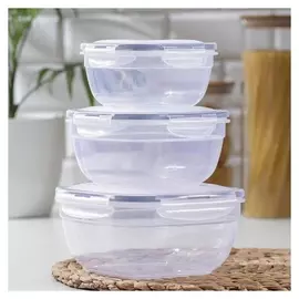 Набор ланч-боксов квадратных, 3 шт: 0,6 л, 1 л, 1,7 л