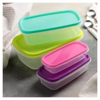 Набор ланч-боксов прямоугольных "Радуга", 4 шт: 19×12/16×9/14×7/12,5×5,5 см