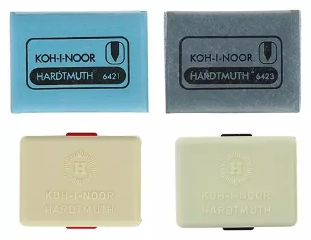 Набор ластиков-клячек 4шт Koh-i-noor 6421/18, 6421/18, 6422/15, 6426/15, 3 син, 1 красн