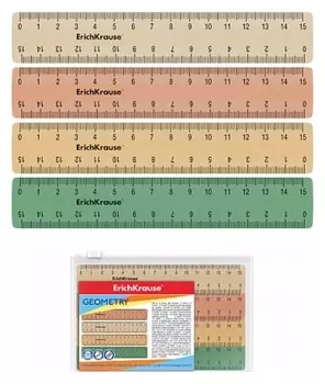 Набор линеек 15 см Erichkrause Powder, из 4-х цветов, Zip-пакет в подарок!