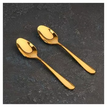 Набор ложек чайных 14 см, цвет золотой