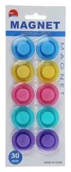 Набор магнитов для доски, 10 шт., D-3 см, прозрачные, на блистере