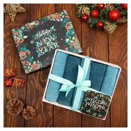 Набор махровых полотенец этель Happy New Year 30х30 см -5шт, 100% хл, 340гр/м2