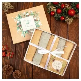 Набор махровых полотенец этель New Year 30х30 см -5шт, 100% хл, 340гр/м2