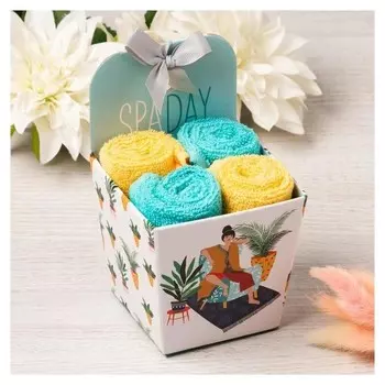 Набор махровых полотенец "Spaday" 30х30 см - 4 шт, 100% хлопок, 340 гр/м2