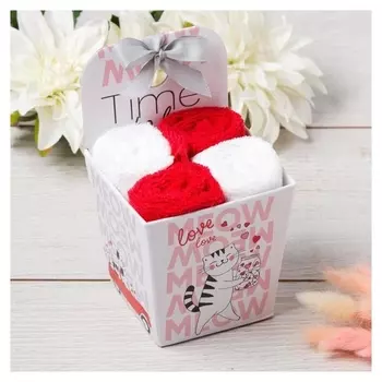 Набор махровых полотенец "Time To Love" 30х30 см - 4 шт, 100% хлопок, 340 гр/м2