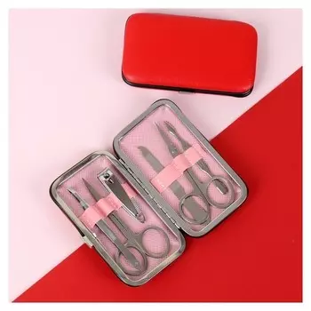 Набор маникюрный, 6 предметов, красный