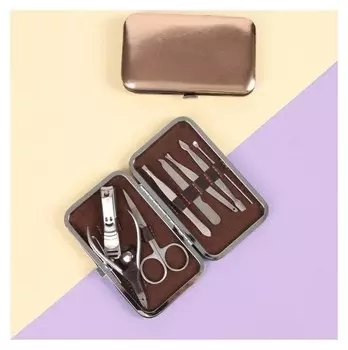 Набор маникюрный «Metallic», 8 предметов, цвет бронзовый