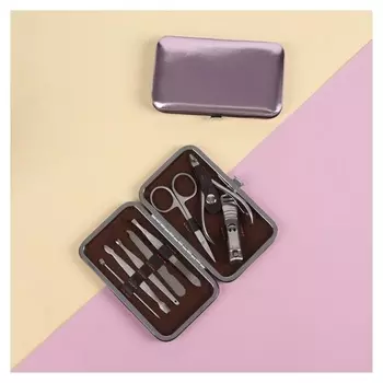 Набор маникюрный «Metallic», 8 предметов, цвет розовый