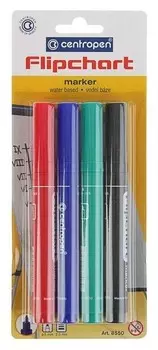 Набор маркеров для флипчарта 4 цвета, Centropen 8550/4 2.5 мм, водные