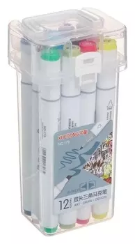 Набор маркеров для скетчинга двусторонние 12 штук/12 цветов