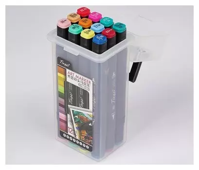 Набор маркеров Superior Tinge, профессиональные, двусторонние, чёрный корпус, 12 шт.,12 цветов, Ms-818