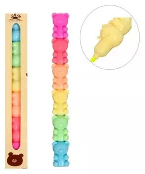 Набор маркеров-тестовыделителей 5 штук/5 цветов, фигурных мишки-пастель, скошенных 5мм