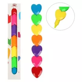 Набор маркеров-тестовыделителей 6 штук/6 цветов, фигурных сердечки, скошенных 5мм