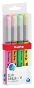 Набор маркеров текстовыделителей Berlingo "Textline Hl470", 4 цвета, 1-6 мм, пластиковая упаковка