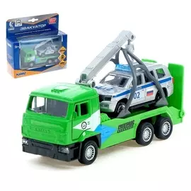 Набор металлических инерционных машин «Камаз-эвакуатор + Toyota Land Cruiser»