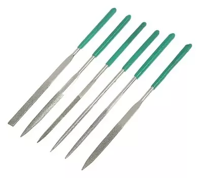 Набор надфилей алмазных Tundra, 50 х 140 х 3 мм, обрезинные рукоятки, 6 шт.