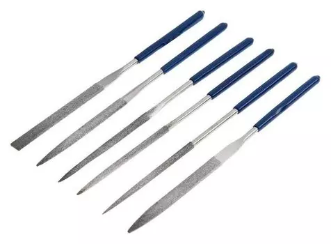 Набор надфилей алмазных Tundra, 70 х 160 х 4 мм, обрезинные рукоятки, 6 шт.