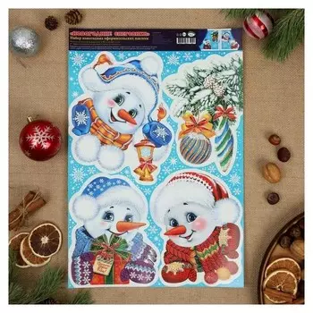 Набор наклеек "Новогодние снеговики" пластизоль