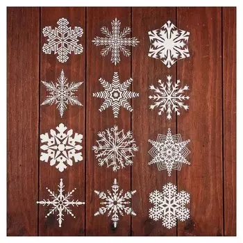 Набор наклеек новогодних Снежинки белые