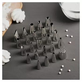 Набор насадок кондитерских D=2 см, 24 шт, в кейсе, форма