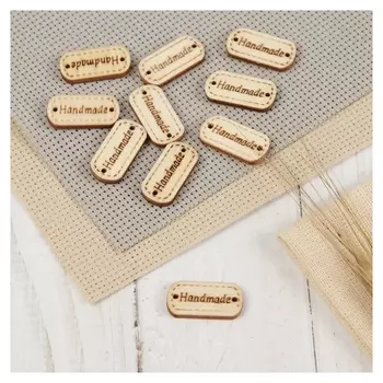 Набор нашивок из дерева «Hand Made», 2,4 × 1,2 см, 10 шт