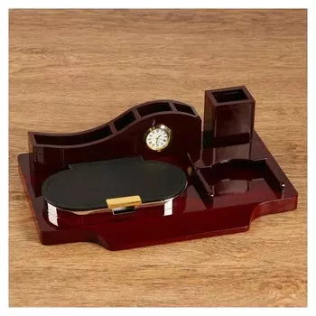 Набор настольный 5в1 Блок для бумаг, карандашница, визитница, органайзер с часами