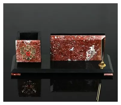 Набор настольный "Герб", 24х7,5х9 см, змеевик, креноид