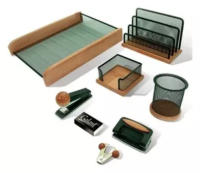 Набор настольный "Wood&amp;metal", 8 предметов, светлое дерево и черный металл