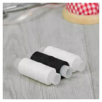 Набор ниток 45лл, 150 м, 3 шт, цвет чёрный/белый