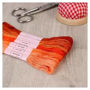 Набор ниток мулине, 8 ± 1 м, 7 шт, цвет оранжевый спектр