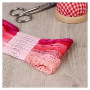 Набор ниток мулине, 8 ± 1 м, 7 шт, цвет розовый спектр