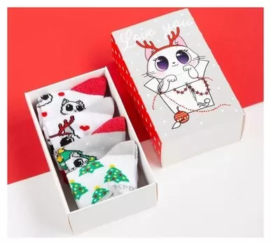 Набор носков крошка Я "Котик", 4 пары, 8-10 см