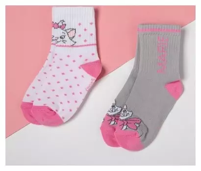 Набор носков "Marie", коты аристократы 2 пары, белый/серый, 14-16 см