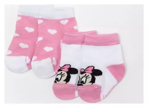 Набор носков "Minnie Mouse", белый/розовый, 6-8 см