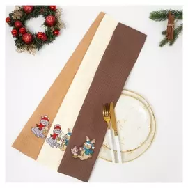 Набор новогодних полотенец вафельных кофейный перерыв, размер 33х60см, 3 шт, вафля 190г/м, 100% хлопок