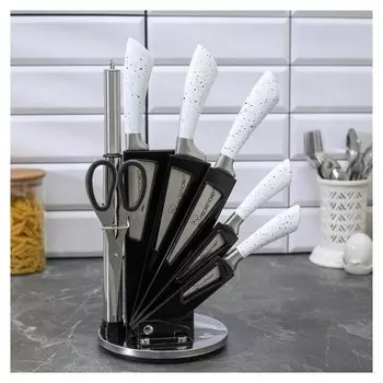 Набор ножей Overlord, лезвия: 8,5/12/19,5/20/17 см, мусат, ножницы, цвет белый