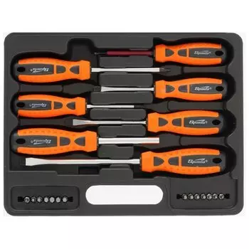 Набор отверток, биты, двухкомпонентные рукоятки, 21 предмет