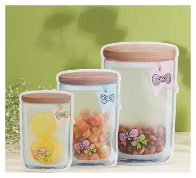 Набор пакетов для хранения продуктов «Бантики», 3 шт, 10,5×15 см, 13,5×19,5 см, 17×24,5 см