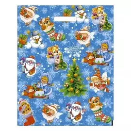 Набор пакетов "С новым годом, удачи!", с вырубной ручкой по 15 шт, 38х47 см, 60 мкм