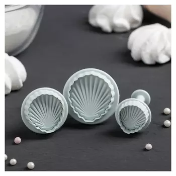 Набор плунжеров кондитерских «Морские ракушки», 3 шт: D=2,8/3,6/4,5 см, H=5 см