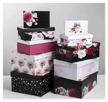 Набор подарочных коробок 10 в 1 «Цветочный вальс», 12 × 7 × 4 - 32.5 × 20 × 12.5 см