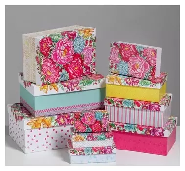 Набор подарочных коробок 10 в 1 «Цветы», 32.5 × 20 × 12.5‒12 × 7 × 4 см