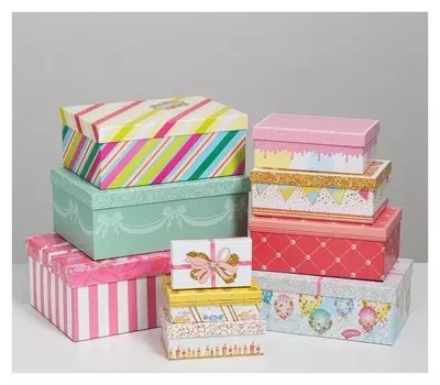 Набор подарочных коробок 10 в 1 «Торт», 32.5 × 20 × 12.5‒12 × 7 × 4 см