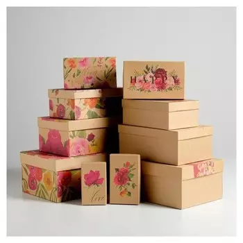 Набор подарочных коробок 10 в 1 «Весеннее настроение», 32,5 х 20 х 12,5 - 12 х 7 х 4 см