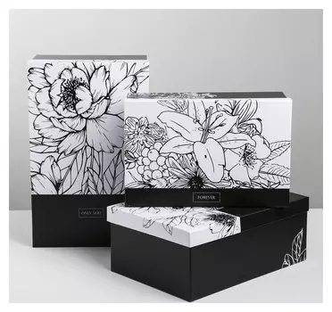 Набор подарочных коробок 3 в 1 «Чёрно-белый», 24.5 × 14.5 × 8 - 29.5 × 19.5 × 10 см