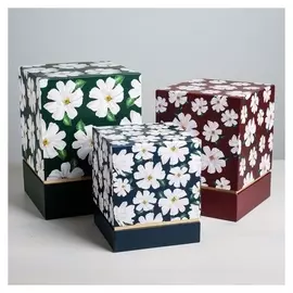 Набор подарочных коробок 3 в 1 «Цветы», 17 × 14 × 14‒25 × 18 × 18 см