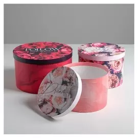 Набор подарочных коробок 3 в 1 «Цветы», 18 × 18 × 13‒25 × 25 × 15 см